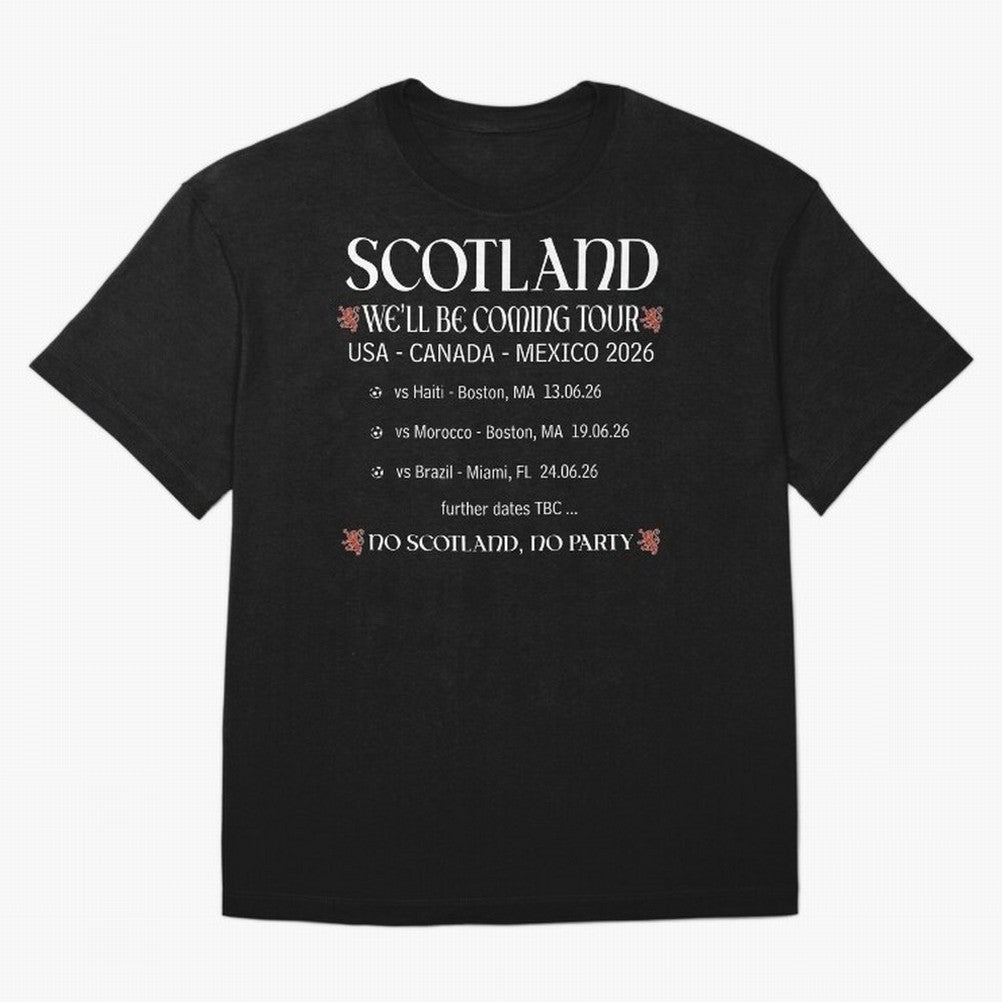 Scotland We'll be Coming Tour Oversized T-Shirt Bring Home FIFA World Cup 2026 USA Canada Mexico Driven by Haaland and Mbappe, Netherlands Energy, Sports Nostalgia, International Competition, Famous Players and Unforgettable Victories; Ideal for