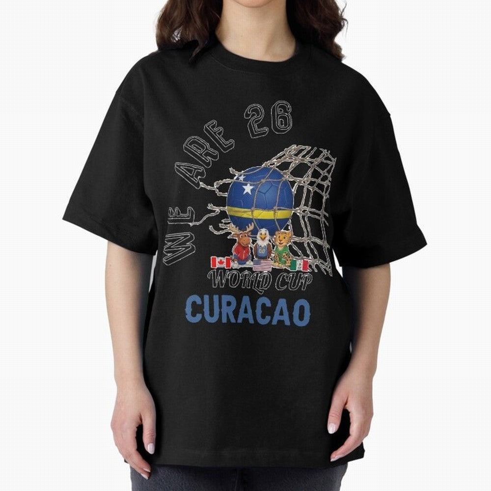 World cup 26 - Curacao Oversized T-Shirt Feel the Roar of Match Day Hype around FIFA World Cup 2026 Group Stage, Haaland, England and Germany, Football History, Final Match Energy, Crowd Noise and Once in a Lifetime Moments; Perfect for Fans,