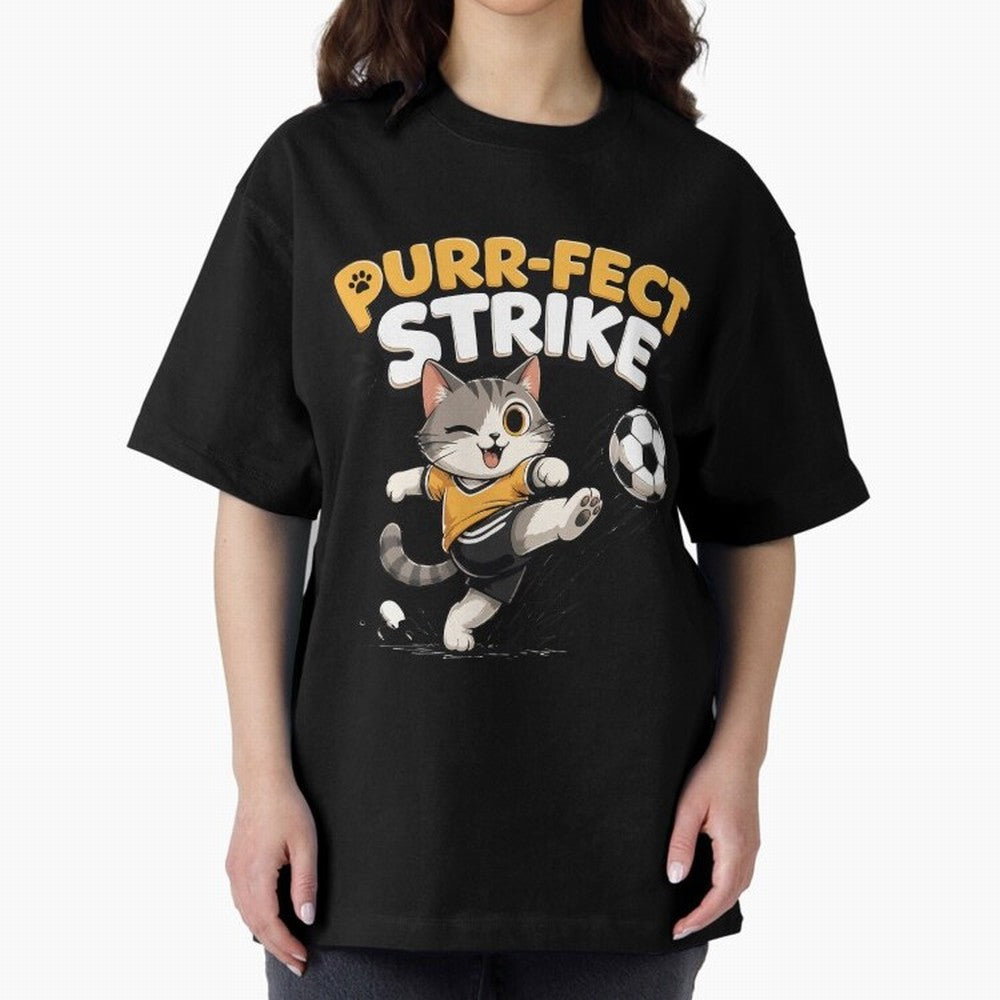 Purr-fect Strike Oversized T-Shirt Honor FIFA World Cup 2026 USA Canada Mexico Connected to Cristiano Ronaldo, Haaland and CR7, Portugal, Spain and Germany Energy, Game Day Rituals, Football Legends, Country Pride and the Road to the Final; Ideal