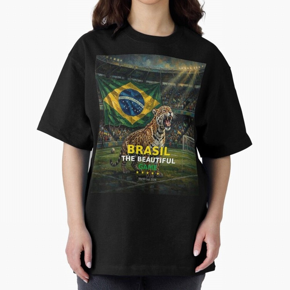 Brasil The Beautiful Game - World Cup 2026 Soccer Fan Tee Oversized T-Shirt Celebrate Rivalries and Pride in FIFA World Cup 2026 Group Stage for Fans of CR7 and Messi and Portugal, Spain and Germany, Bringing Football History, Final Match Energy,