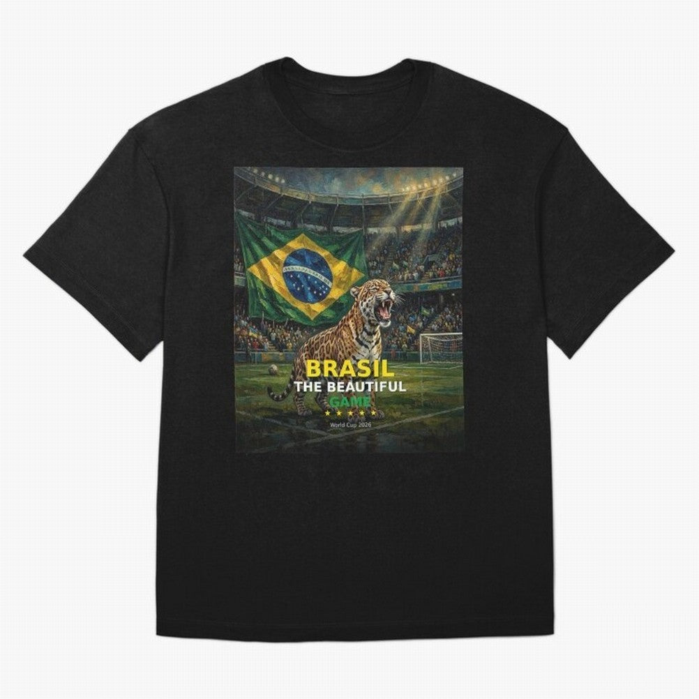 Brasil The Beautiful Game - World Cup 2026 Soccer Fan Tee Oversized T-Shirt Celebrate Rivalries and Pride in FIFA World Cup 2026 Group Stage for Fans of CR7 and Messi and Portugal, Spain and Germany, Bringing Football History, Final Match Energy,