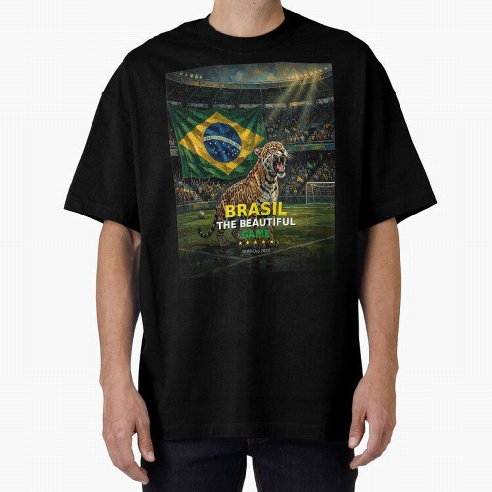 Brasil The Beautiful Game - World Cup 2026 Soccer Fan Tee Oversized T-Shirt Celebrate Rivalries and Pride in FIFA World Cup 2026 Group Stage for Fans of CR7 and Messi and Portugal, Spain and Germany, Bringing Football History, Final Match Energy,