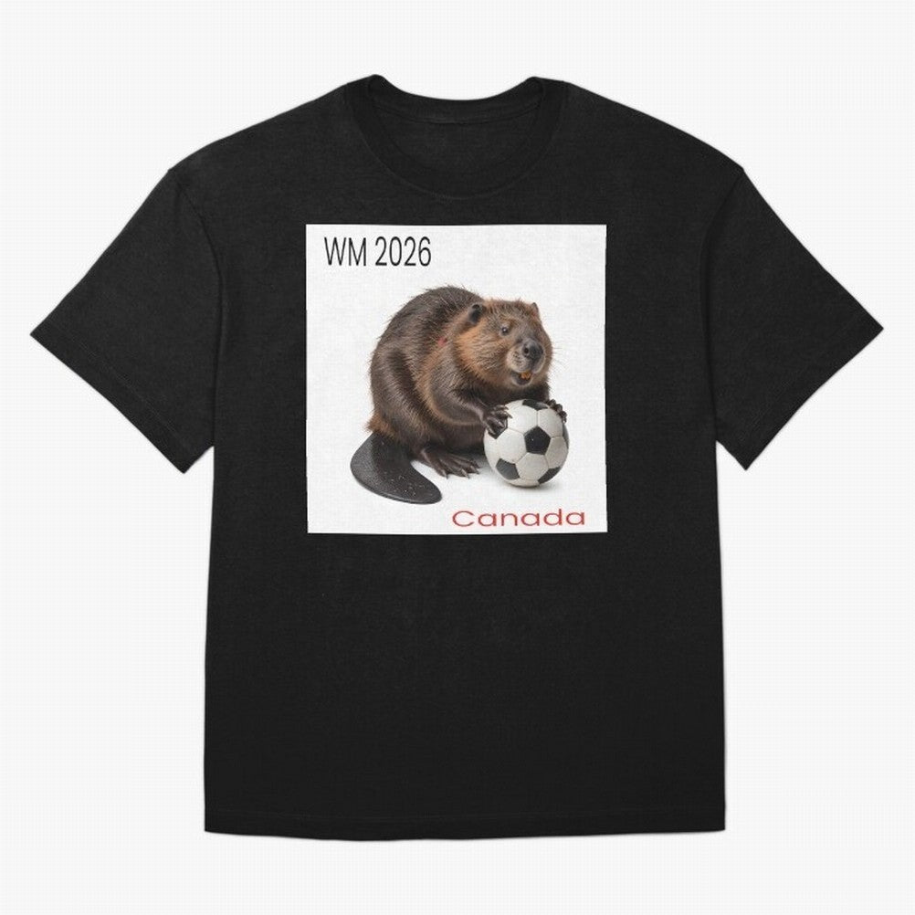 Canadian beaver invites you to World Cup 2026 in USA, Canada and Mexico Oversized T-Shirt Share Global Football Passion for FIFA World Cup 2026, Featuring Mbappe, Portugal, Spain and Germany, Supporter Pride, Iconic Celebrations, Legendary Names