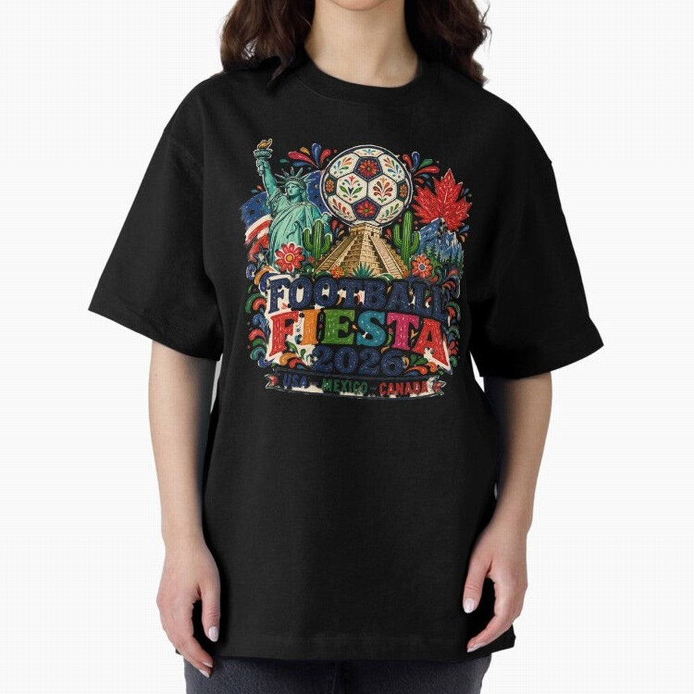 Football Fiesta 2026 Soccer Celebration Art Oversized T-Shirt Back the Journey through Match Day Hype around FIFA World Cup 2026 USA Canada Mexico, CR7, Brazil, Stadium Chants, National Pride, Trophy Dreams and Unforgettable Football Memories;