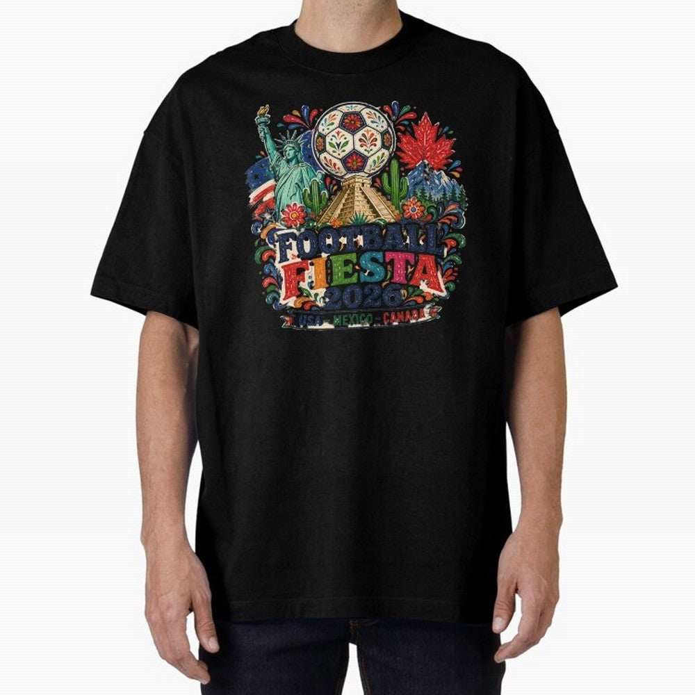 Football Fiesta 2026 Soccer Celebration Art Oversized T-Shirt Back the Journey through Match Day Hype around FIFA World Cup 2026 USA Canada Mexico, CR7, Brazil, Stadium Chants, National Pride, Trophy Dreams and Unforgettable Football Memories;
