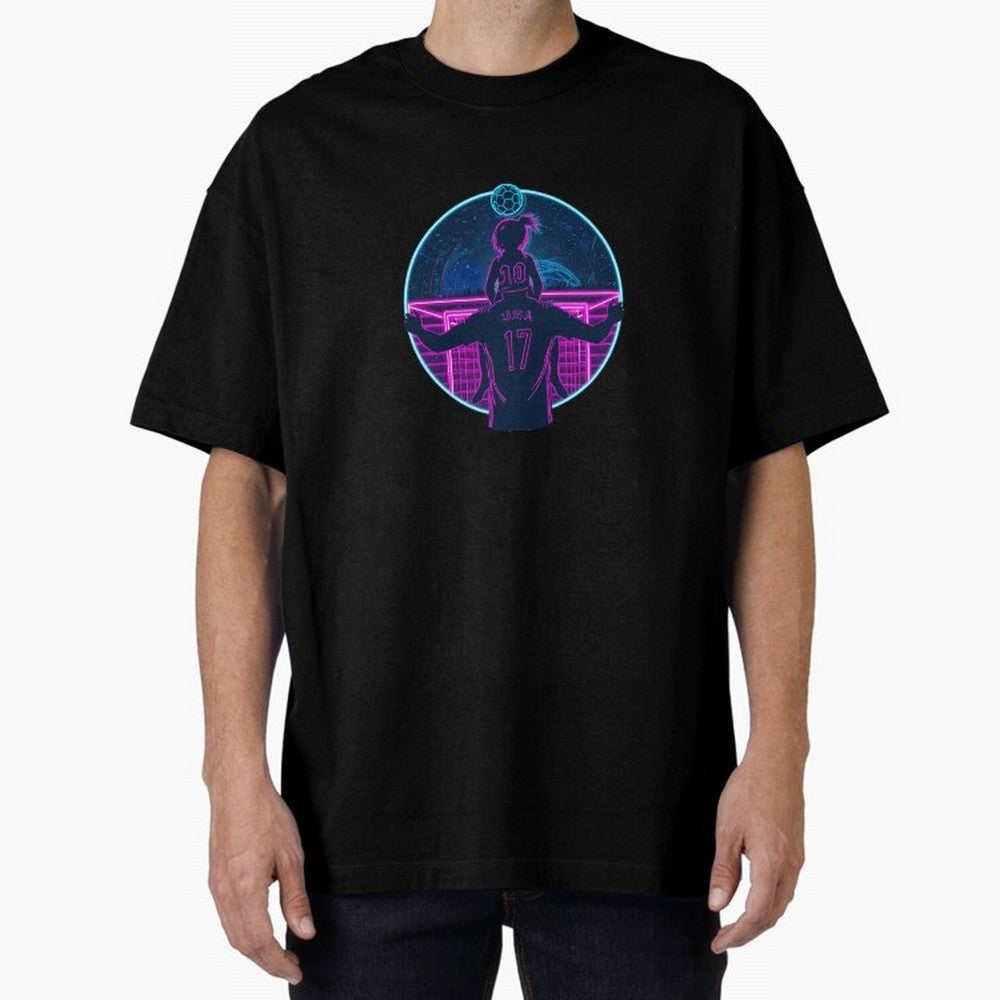 Retro Soccer Fatherhood Art Oversized T-Shirt Celebrate National Team Dreams in Match Day Hype around FIFA World Cup 2026 Group Stage, Messi and Cristiano Ronaldo, England, France and Netherlands, Football History, Final Match Energy, Crowd Noise