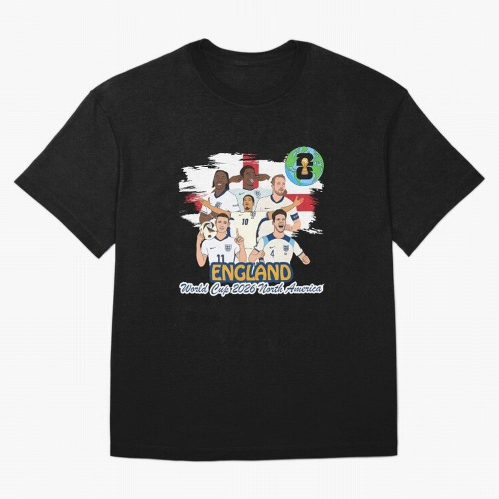 England Soccer Stars World Cup 2026 North America Oversized T-Shirt Share Match Day Hype around FIFA World Cup 2026, Messi and Cristiano Ronaldo, Brazil, Goal Celebration Energy, Supporter Heritage, Football Icons and Worldwide Tournament Joy;
