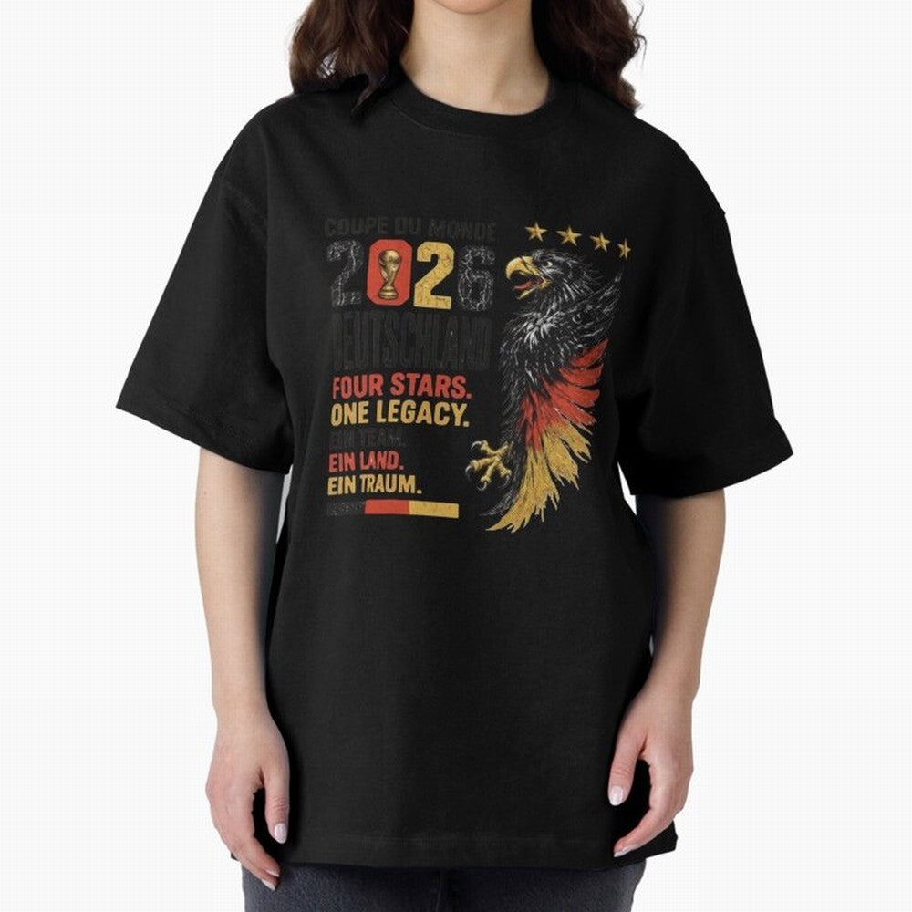 Germany Soccer World Cup 2026 Eagle Vintage Design Oversized T-Shirt Discover the FIFA World Cup 2026 Group Stage Journey through Messi Highlights, Argentina, France and Brazil Pride, Sports Nostalgia, International Competition, Famous Players and