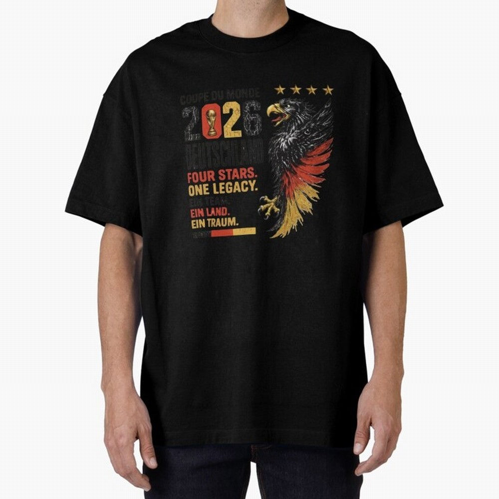 Germany Soccer World Cup 2026 Eagle Vintage Design Oversized T-Shirt Discover the FIFA World Cup 2026 Group Stage Journey through Messi Highlights, Argentina, France and Brazil Pride, Sports Nostalgia, International Competition, Famous Players and