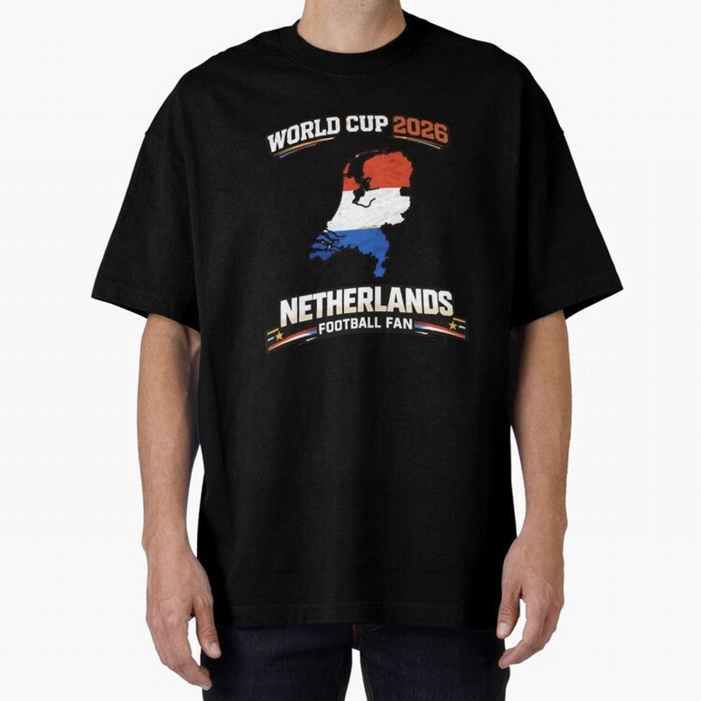 Netherlands Football Fan World Cup 2026 - Dutch Map Vintage Art Oversized T-Shirt Follow the Final Road of FIFA World Cup 2026 USA Canada Mexico Spirit, Driven by Spain, Messi, Worldwide Fan Energy, Dramatic Goals, Stadium Lights and Championship
