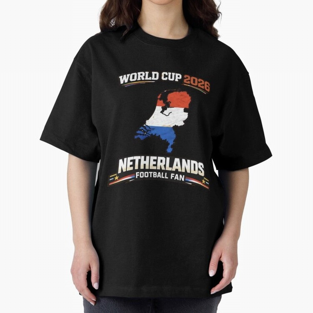 Netherlands Football Fan World Cup 2026 - Dutch Map Vintage Art Oversized T-Shirt Follow the Final Road of FIFA World Cup 2026 USA Canada Mexico Spirit, Driven by Spain, Messi, Worldwide Fan Energy, Dramatic Goals, Stadium Lights and Championship