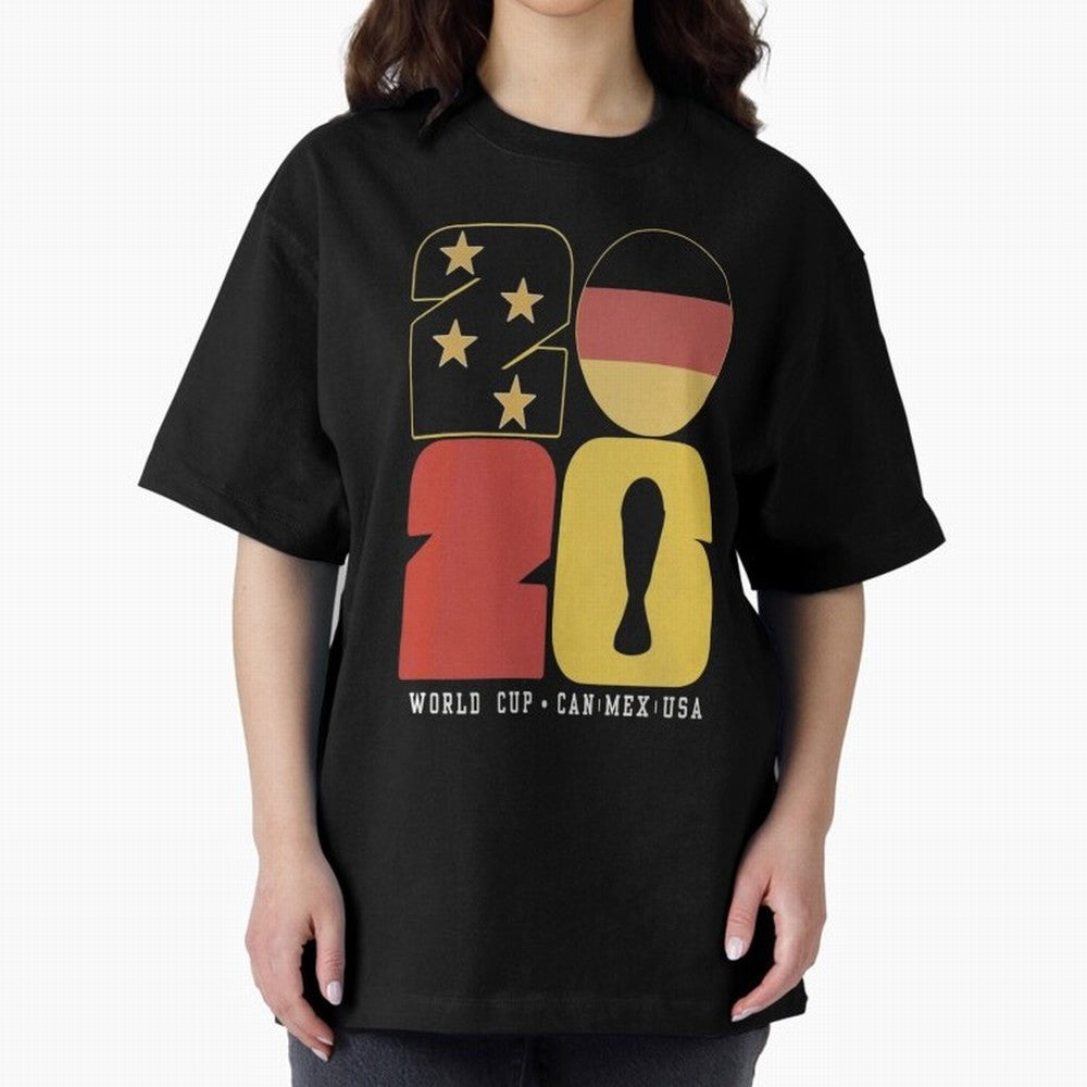 Germany Football World Cup 2026 - Die Mannschaft Retro Typography Oversized T-Shirt Bring Stadium Energy to FIFA World Cup 2026 Group Stage Spirit, Filled with Argentina, Neymar, Haaland and Cristiano Ronaldo, Sports Nostalgia, International