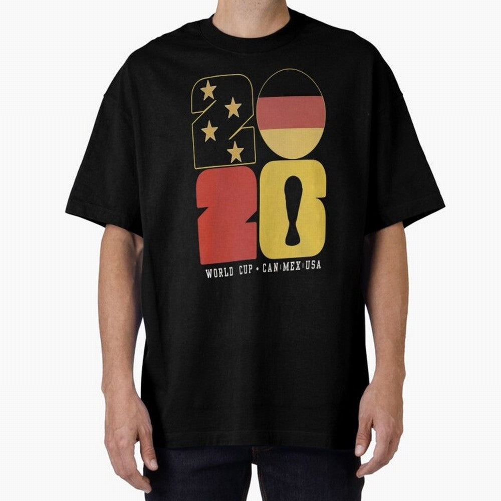 Germany Football World Cup 2026 - Die Mannschaft Retro Typography Oversized T-Shirt Bring Stadium Energy to FIFA World Cup 2026 Group Stage Spirit, Filled with Argentina, Neymar, Haaland and Cristiano Ronaldo, Sports Nostalgia, International