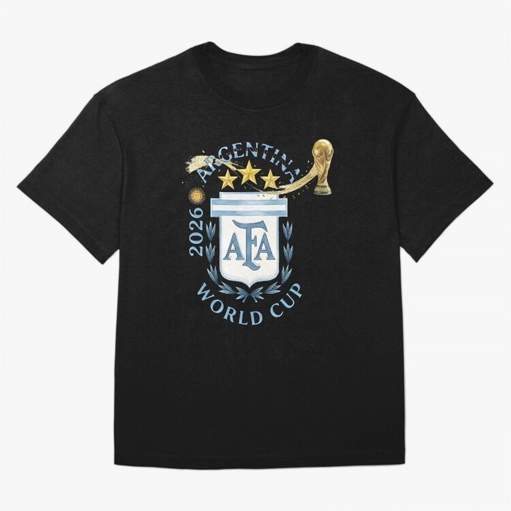Argentina Football Champion World Cup 2026 - Gold Stars Watercolor Oversized T-Shirt Fuel FIFA World Cup 2026 Featuring Haaland and Mbappe, England and Germany Energy, Stadium Memories, Football Loyalty, International Chants and Championship