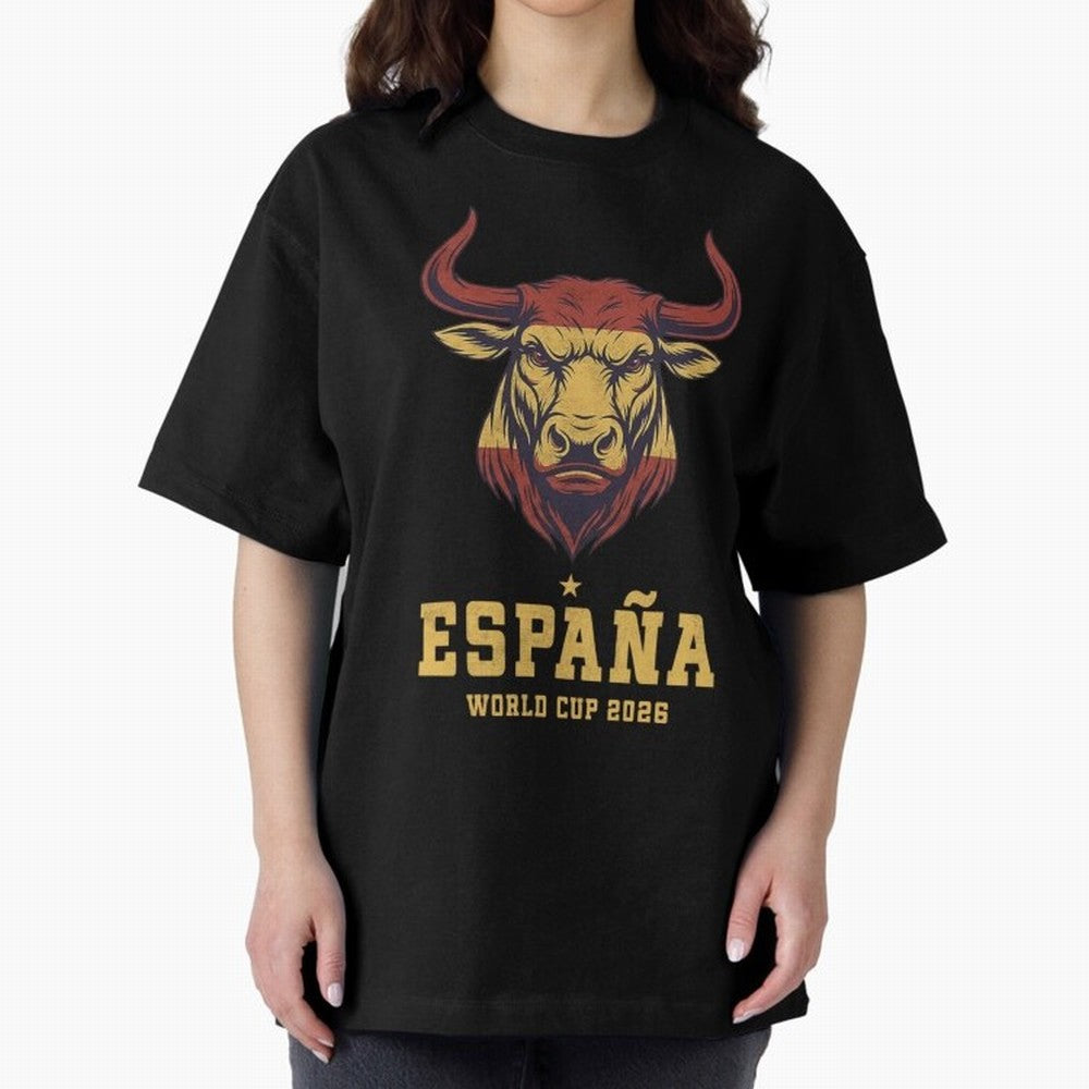 Spain Football World Cup 2026 - Vintage Spanish Bull Espa?a Oversized T-Shirt Stand Out with Spirit from FIFA World Cup 2026 for Fans of Haaland and Argentina and Brazil, Bringing Football Passion, Legendary Performances, Festival Vibes and