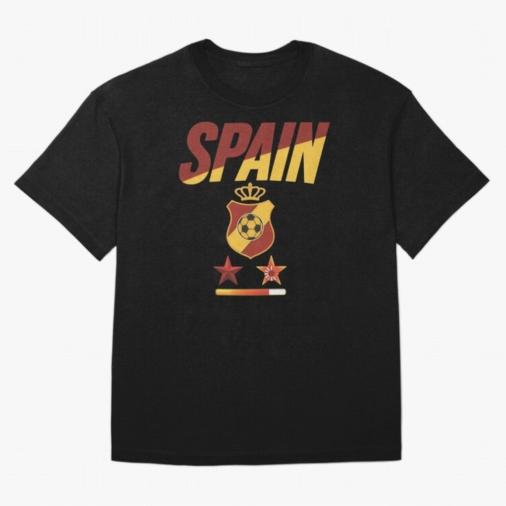Spain Football World Cup 2026 - La Roja Stars Loading Oversized T-Shirt Keep the Match Day Mood of Match Day Hype around FIFA World Cup 2026 Group Stage, Messi and Cristiano Ronaldo, Brazil, Goal Celebration Energy, Supporter Heritage, Football