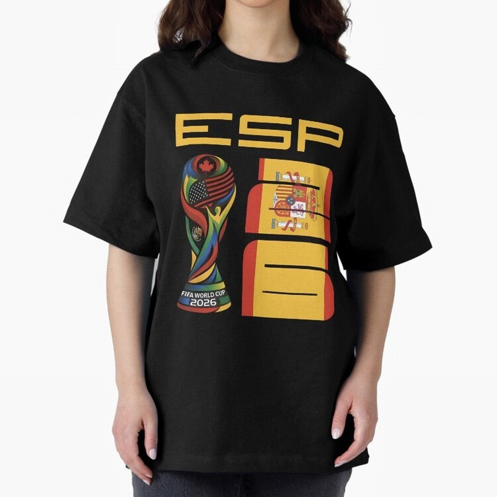 Spain Soccer World Cup 2026 Fan Art - ESP La Roja Oversized T-Shirt Celebrate Classic Football Spirit in Global Football Passion for FIFA World Cup 2026 Group Stage, Connected to Messi, Neymar and Mbappe, Argentina and Brazil, Global Supporter