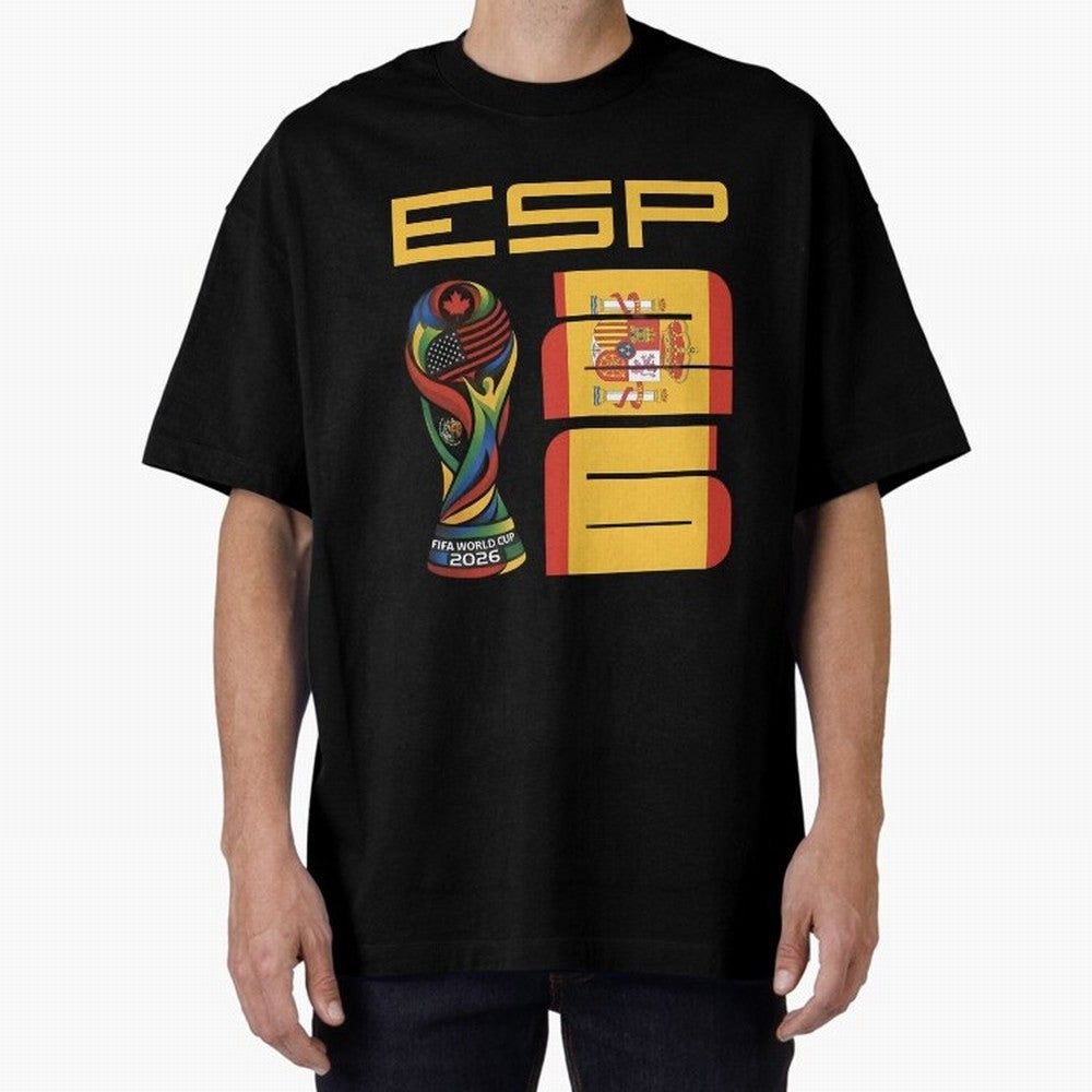Spain Soccer World Cup 2026 Fan Art - ESP La Roja Oversized T-Shirt Celebrate Classic Football Spirit in Global Football Passion for FIFA World Cup 2026 Group Stage, Connected to Messi, Neymar and Mbappe, Argentina and Brazil, Global Supporter