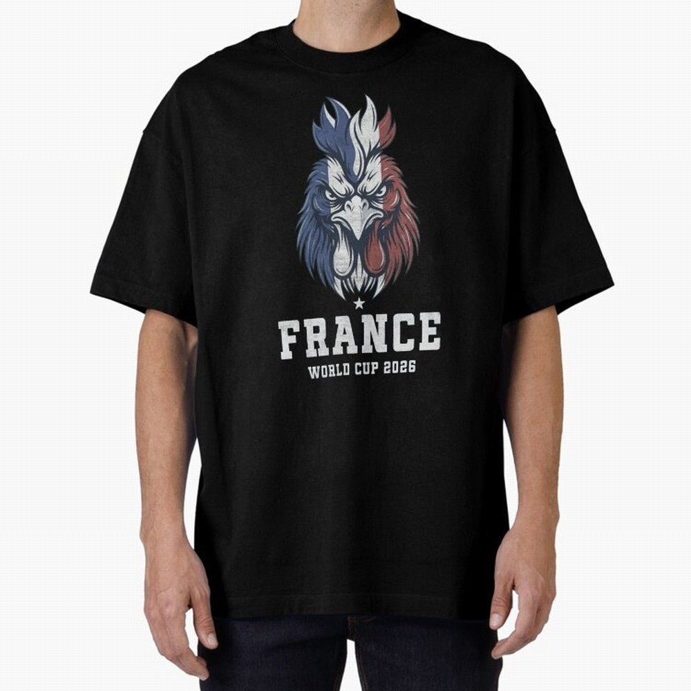 France Football World Cup 2026 Rooster Mascot Art Oversized T-Shirt Feel FIFA World Cup 2026 USA Canada Mexico for Fans of Mbappe and Netherlands, Bringing Football History, Final Match Energy, Crowd Noise and Once in a Lifetime Moments; Ideal for