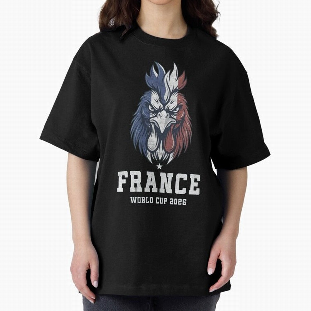France Football World Cup 2026 Rooster Mascot Art Oversized T-Shirt Feel FIFA World Cup 2026 USA Canada Mexico for Fans of Mbappe and Netherlands, Bringing Football History, Final Match Energy, Crowd Noise and Once in a Lifetime Moments; Ideal for