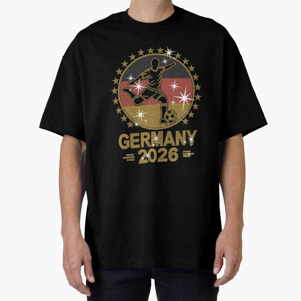 Germany Soccer World Cup 2026 Glitter Style Fan Art Oversized T-Shirt Bring Global Football Passion for FIFA World Cup 2026 USA Canada Mexico, Made for Mbappe and Neymar, Argentina, Fan Favorite Moments, National Team Passion, Big Match Drama and