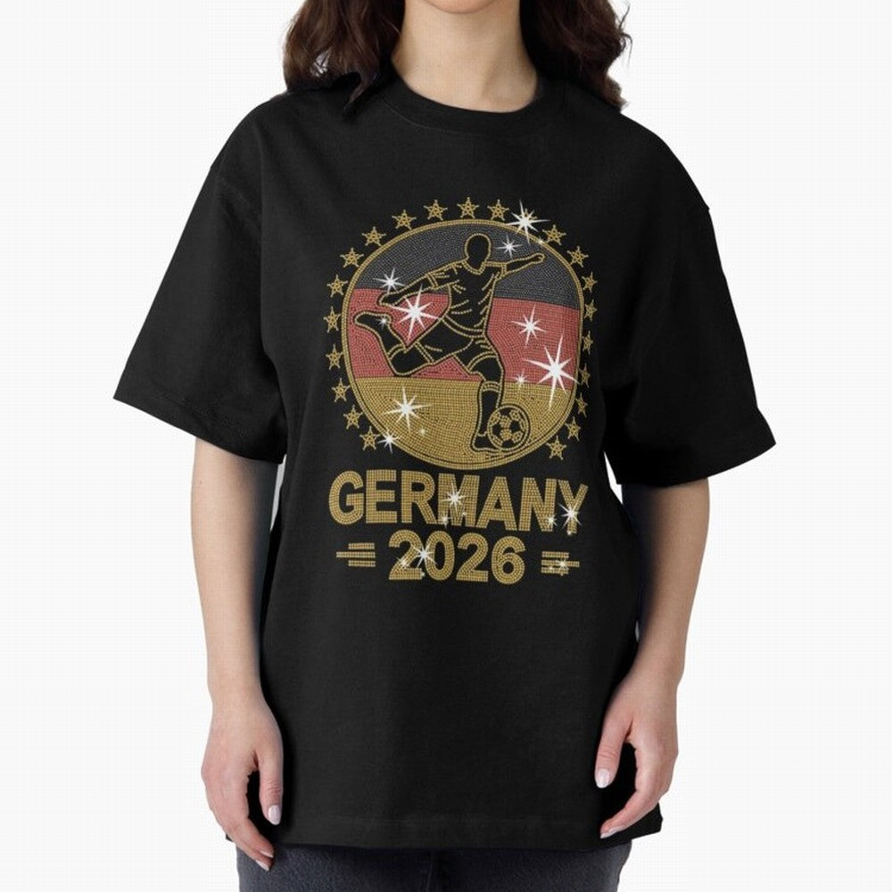 Germany Soccer World Cup 2026 Glitter Style Fan Art Oversized T-Shirt Bring Global Football Passion for FIFA World Cup 2026 USA Canada Mexico, Made for Mbappe and Neymar, Argentina, Fan Favorite Moments, National Team Passion, Big Match Drama and