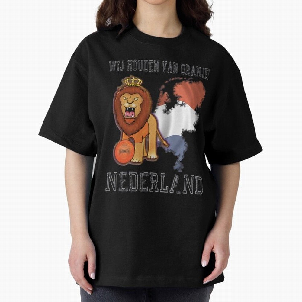 Dutch Pride Lion - Netherlands Football Fans Oranje Oversized T-Shirt Feel the Heartbeat of Match Day Hype around FIFA World Cup 2026 Group Stage, Haaland, England, France and Netherlands, Sports Nostalgia, International Competition, Famous Players