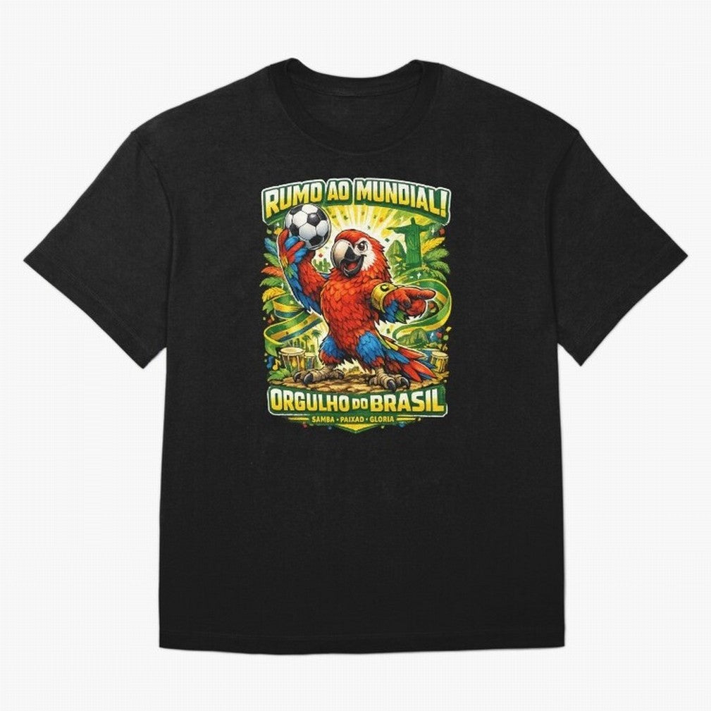 Brazil World Cup 2026 Macaw Fan Art Oversized T-Shirt Celebrate Golden Goal Energy in Global Football Passion for FIFA World Cup 2026, Capturing Haaland and Mbappe, Germany, Soccer Culture, Superstar Moments, National Team Dreams and Competitive