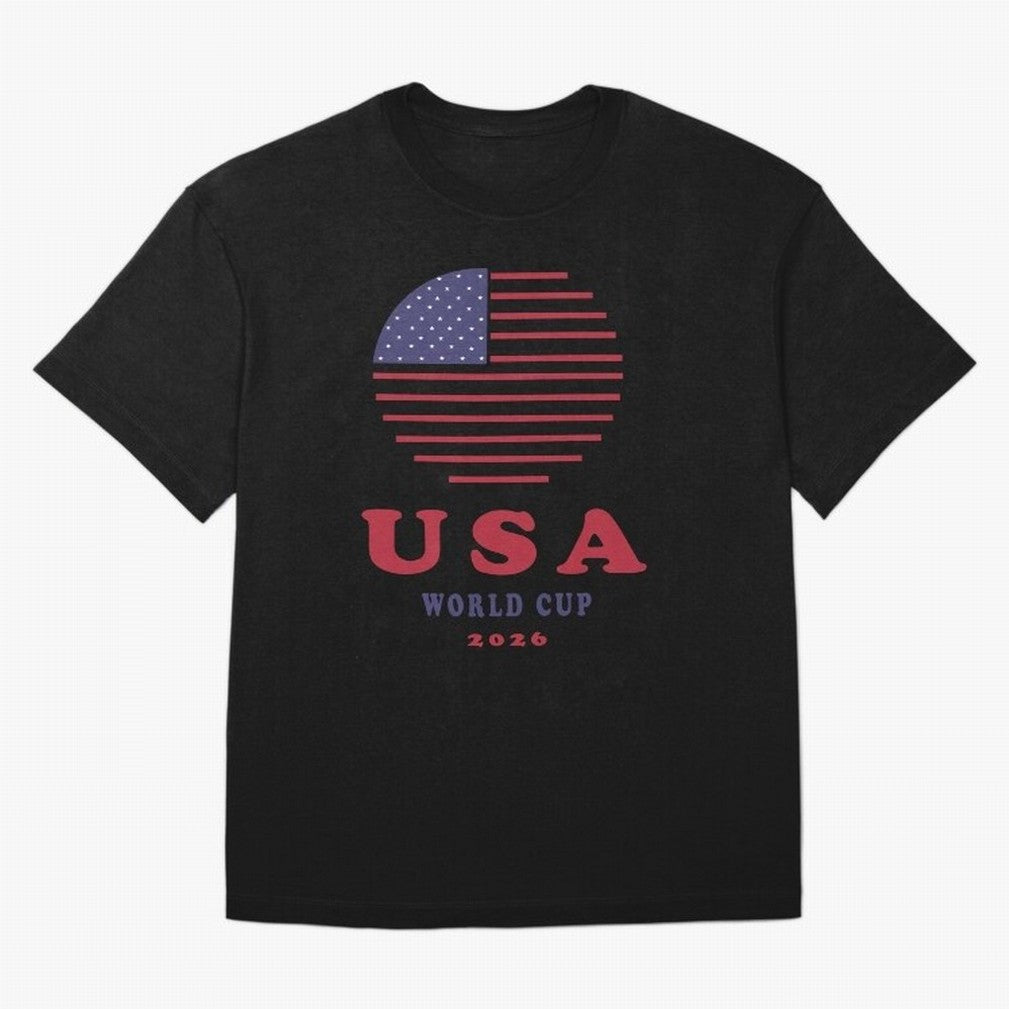 USA World Cup 2026 Soccer Fan Shirt | American Flag Football Retro Patriotic Design Oversized T-Shirt Represent FIFA World Cup 2026 Group Stage Spirit, Centered on France and Portugal, Haaland, Football History, Final Match Energy, Crowd Noise and
