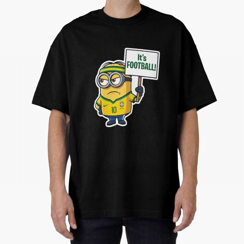 It's Football! - Funny Brazil Soccer Meme (Soccer v Football) v2 Oversized T-Shirt Stand Proud for FIFA World Cup 2026 USA Canada Mexico Spirit, Centered on England, France and Netherlands, CR7 and Messi, Retro Football Energy, Iconic Rivalries,