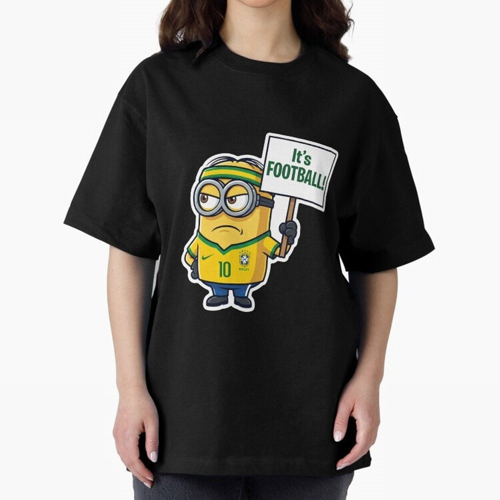 It's Football! - Funny Brazil Soccer Meme (Soccer v Football) v2 Oversized T-Shirt Stand Proud for FIFA World Cup 2026 USA Canada Mexico Spirit, Centered on England, France and Netherlands, CR7 and Messi, Retro Football Energy, Iconic Rivalries,