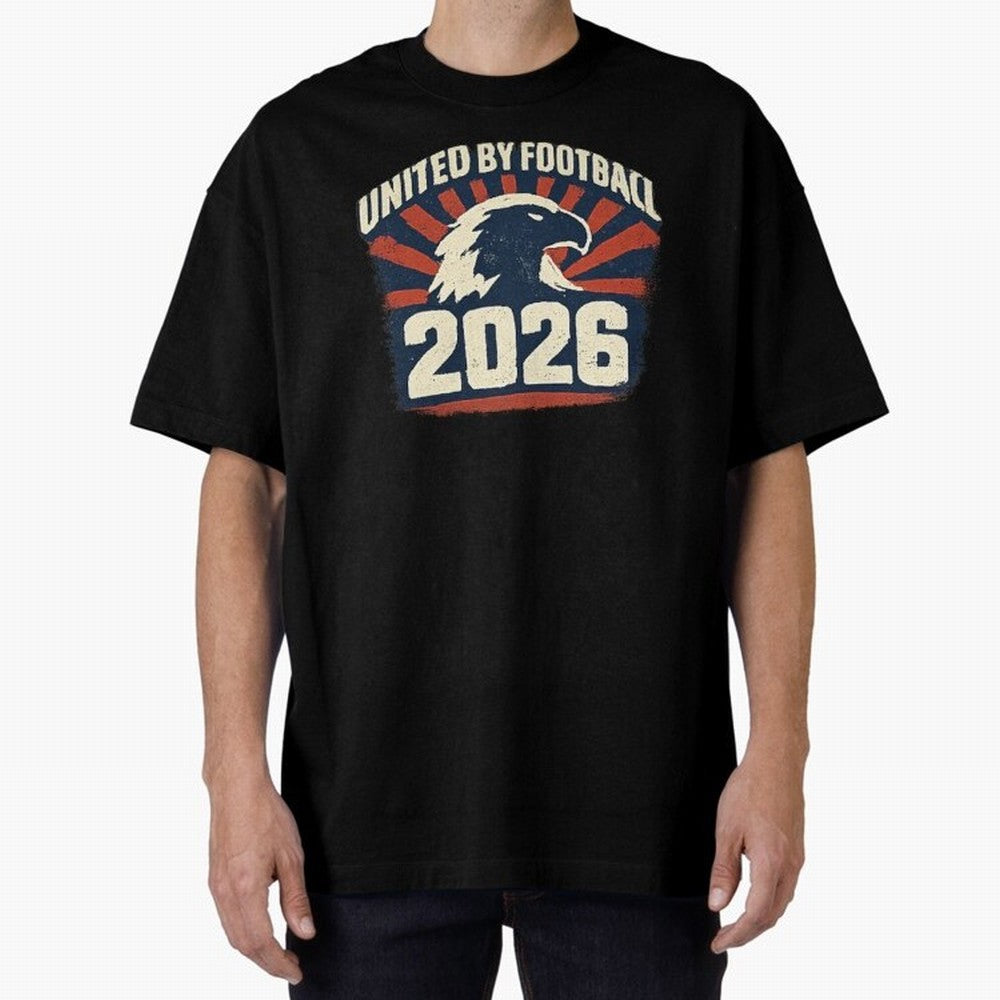 United By Football 2026 Vintage Soccer Fan USA T-Shirt Oversized T-Shirt Feel the Trophy Chase of FIFA World Cup 2026 Spirit, Centered on England, France and Netherlands, Cristiano Ronaldo, Supporter Pride, Iconic Celebrations, Legendary Names and