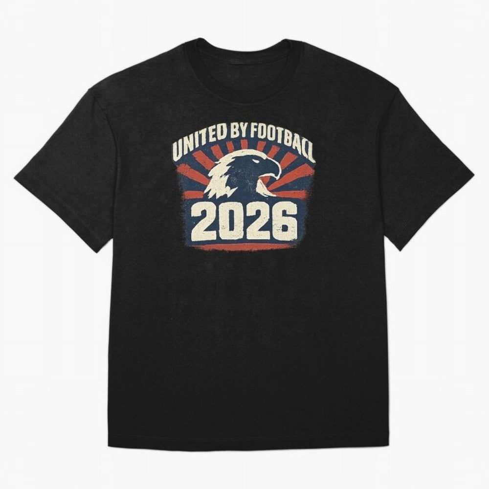 United By Football 2026 Vintage Soccer Fan USA T-Shirt Oversized T-Shirt Feel the Trophy Chase of FIFA World Cup 2026 Spirit, Centered on England, France and Netherlands, Cristiano Ronaldo, Supporter Pride, Iconic Celebrations, Legendary Names and