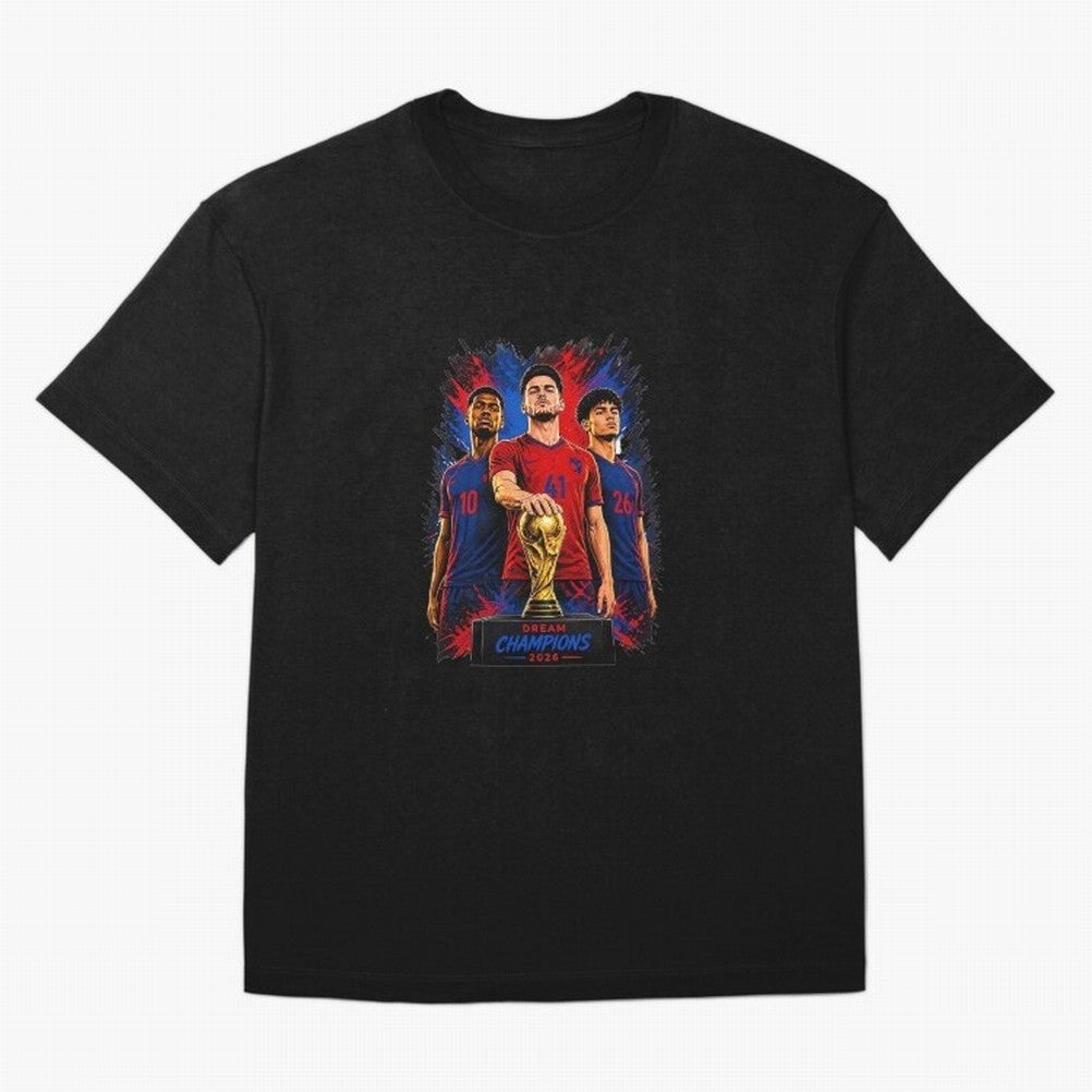 Dream Champions 2026 Football Streetwear Design | Trophy Graphic Tee Oversized T-Shirt Show Your Tournament Heart for FIFA World Cup 2026 Group Stage for Fans of Mbappe and Neymar and Argentina, Bringing Fan Favorite Moments, National Team Passion,