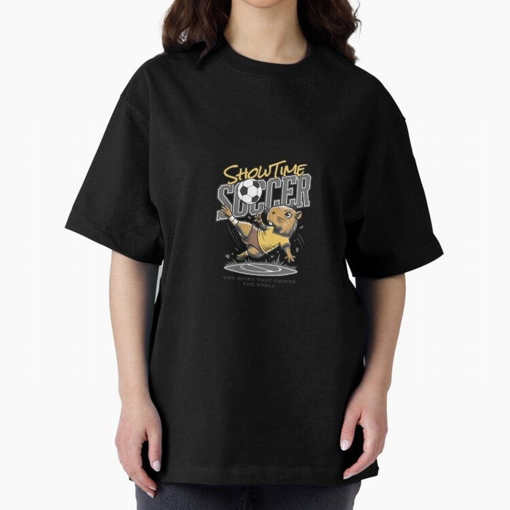 Capybara Playing Soccer Football Gray Vibes Oversized T-Shirt Relive the Noise and Pride of the FIFA World Cup 2026 USA Canada Mexico Journey through Neymar Highlights, England Pride, Match Day Excitement, Supporter Culture, Golden Goals and Global