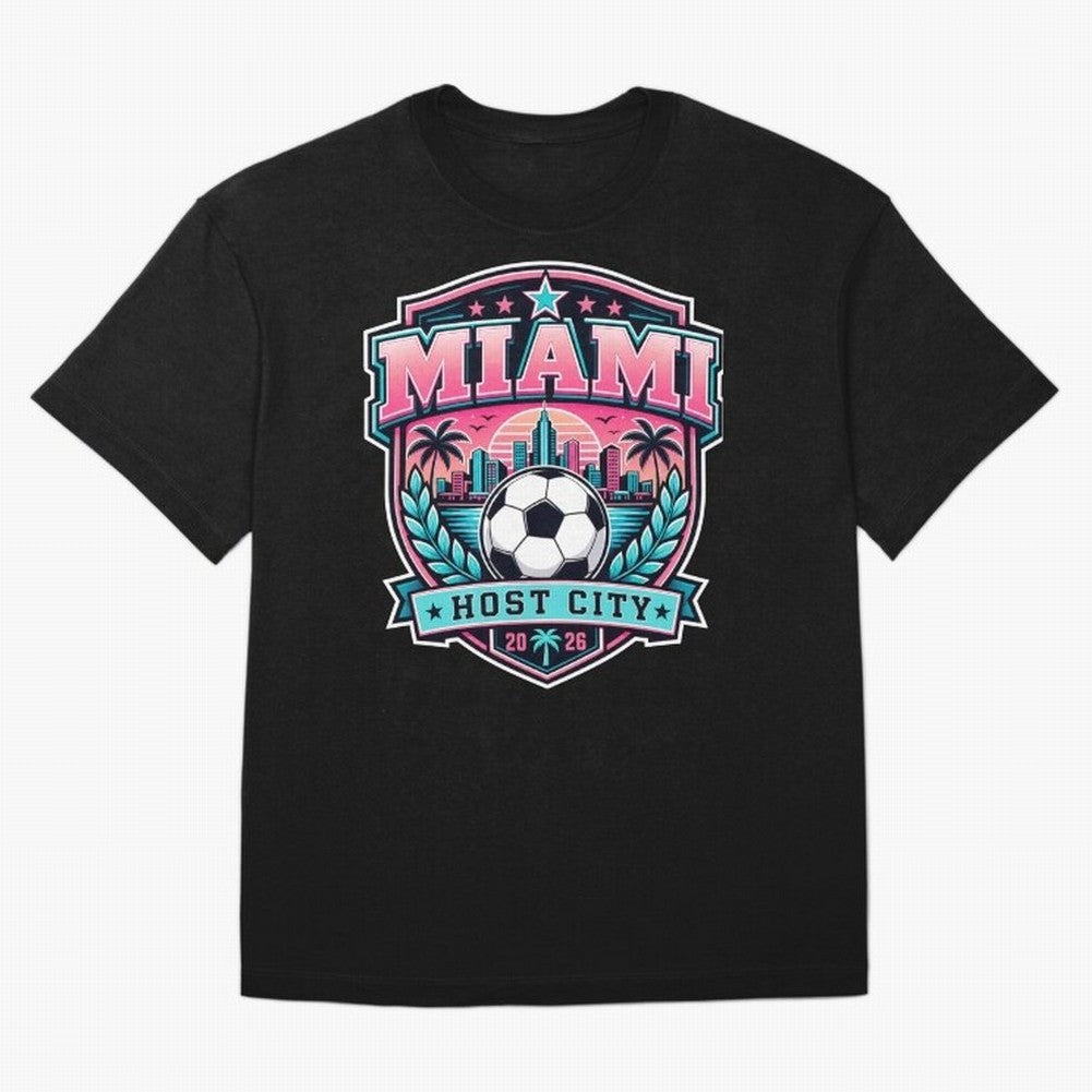 Miami 2026 Host City Emblem Soccer Football Events Oversized T-Shirt Join the Countdown to the FIFA World Cup 2026 Group Stage Journey through Cristiano Ronaldo, Haaland and CR7 Highlights, Netherlands Pride, Stadium Memories, Football Loyalty,