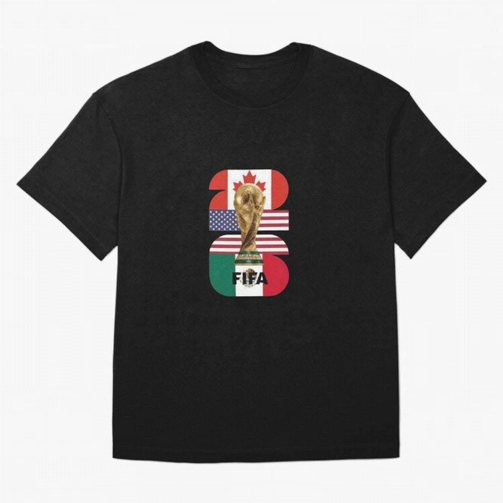 Three Nations Host Trophy Vertical Oversized T-Shirt Show Championship Spirit for Global Football Passion for FIFA World Cup 2026 USA Canada Mexico, Driven by Neymar, England and Germany, Global Supporter Spirit, Legendary Goals, National Colors