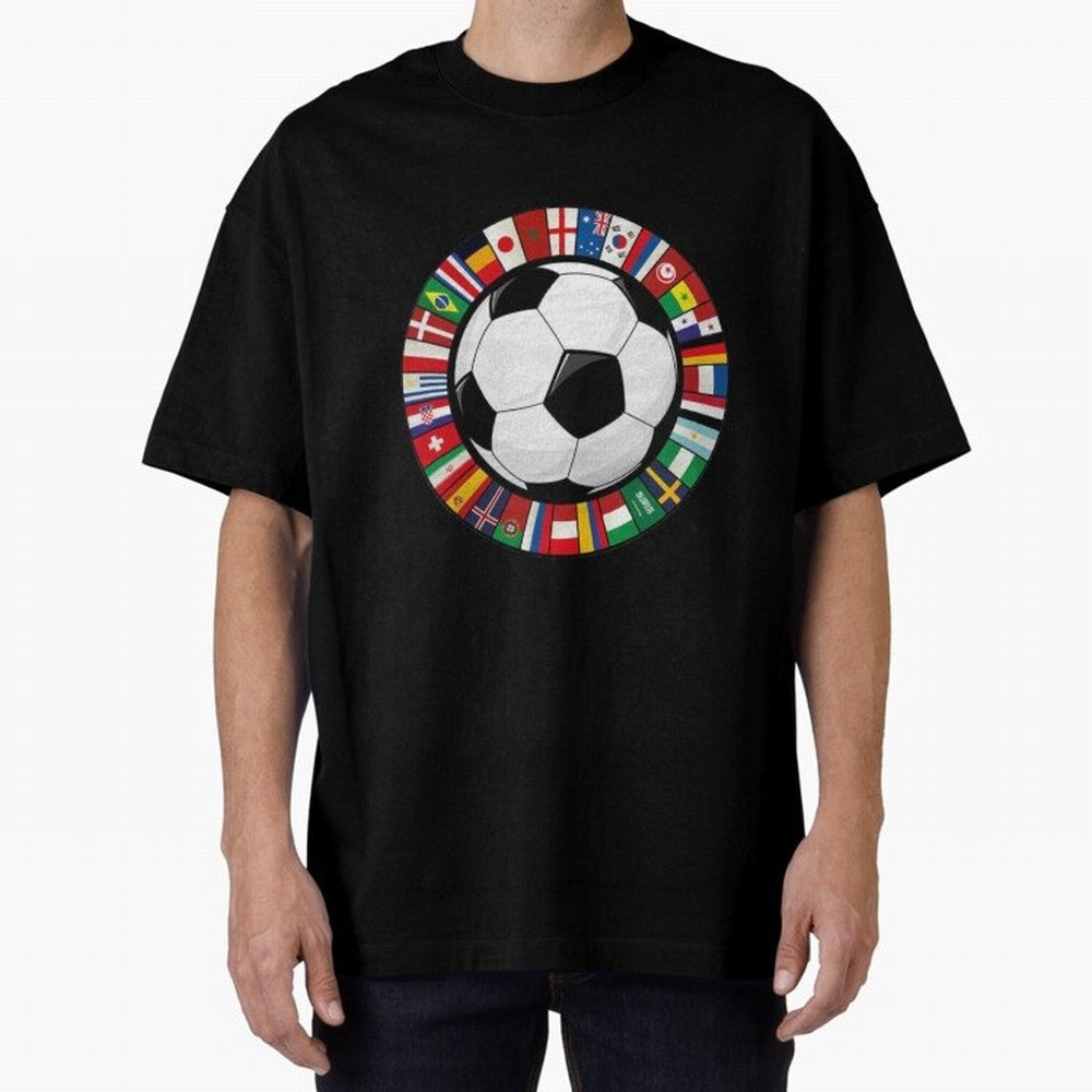 Global Nations Football Circle Art Oversized T-Shirt Upgrade FIFA World Cup 2026 Made for Mbappe and Neymar, Germany Energy, Stadium Memories, Football Loyalty, International Chants and Championship Tradition; Great for Supporters Who Love