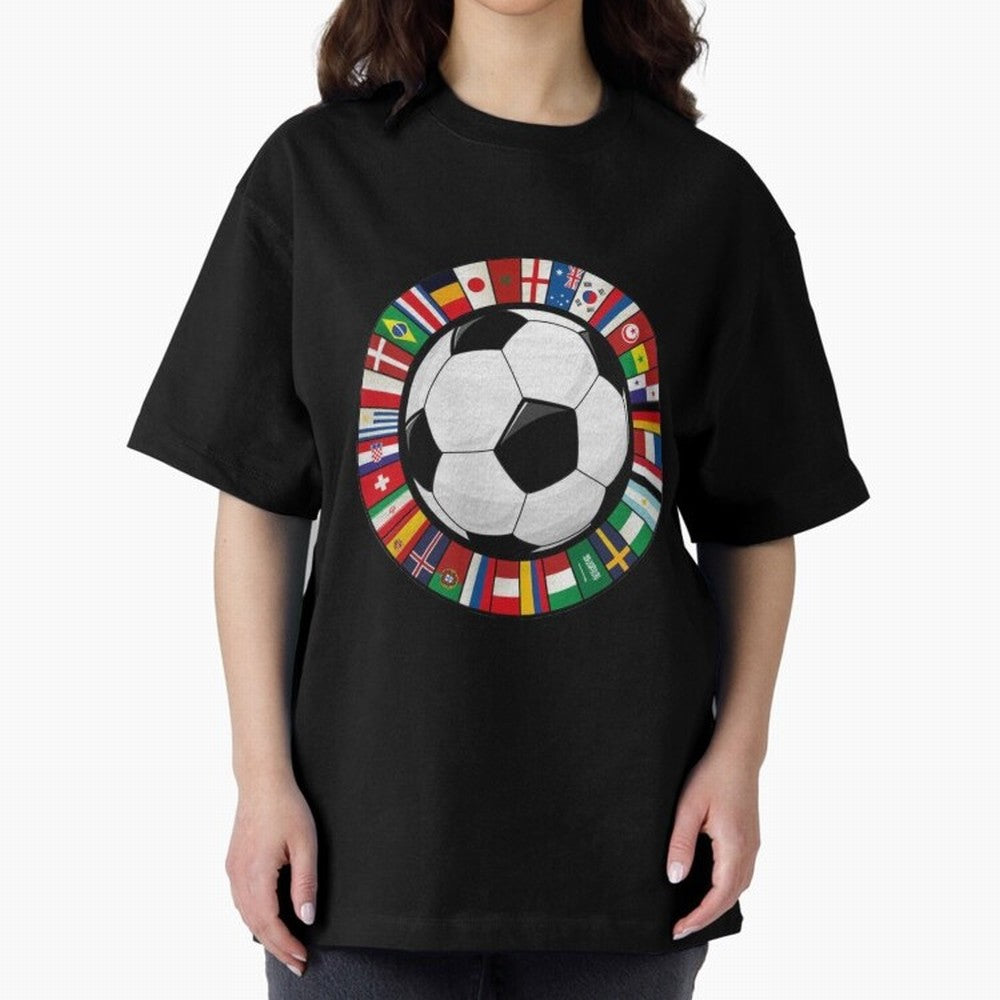 Global Nations Football Circle Art Oversized T-Shirt Upgrade FIFA World Cup 2026 Made for Mbappe and Neymar, Germany Energy, Stadium Memories, Football Loyalty, International Chants and Championship Tradition; Great for Supporters Who Love