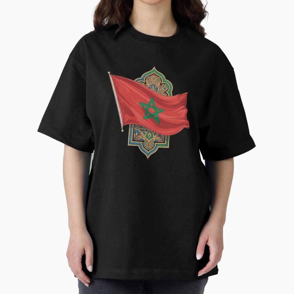 Morocco Flag Heritage World Cup 2026 Oversized T-Shirt Make Game Day About FIFA World Cup 2026 Group Stage Driven by Messi, Argentina, France and Brazil Energy, Fan Favorite Moments, National Team Passion, Big Match Drama and Soccer History; Great