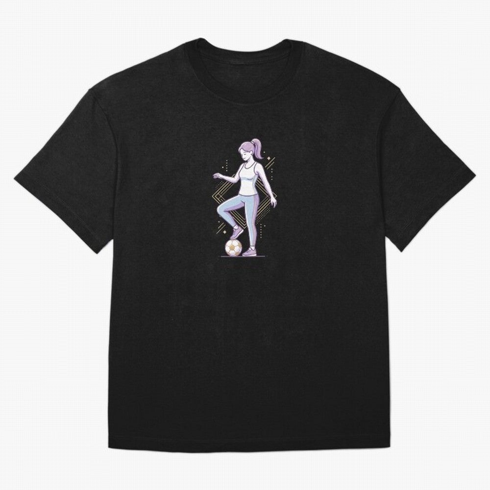 Female Soccer Player Athlete Line Art Oversized T-Shirt Celebrate the Road through the FIFA World Cup 2026 Group Stage Journey through Haaland Highlights, Spain and Netherlands Pride, Sports Nostalgia, International Competition, Famous Players and