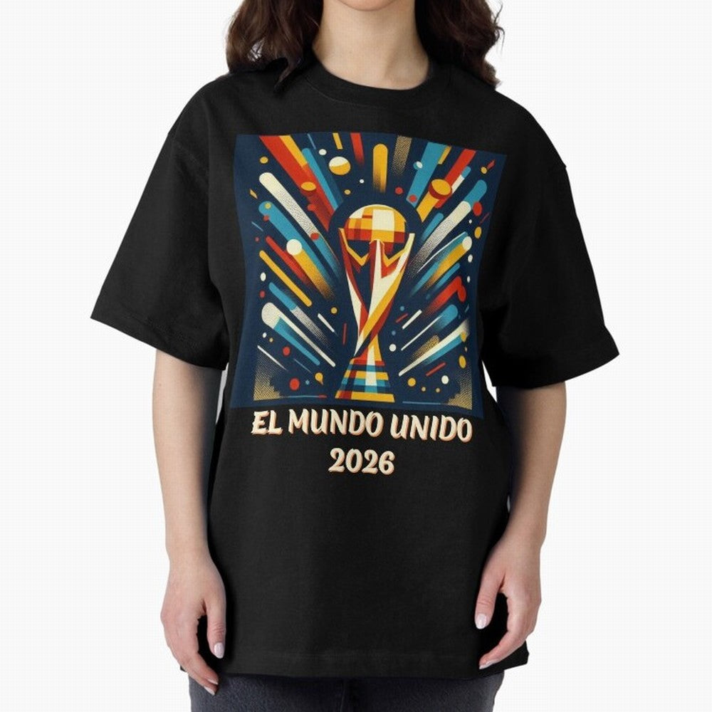 2026 World Cup The United World - Modern Geometric Art Oversized T-Shirt Honor Football Greatness during FIFA World Cup 2026 USA Canada Mexico Made for Neymar, Haaland and Cristiano Ronaldo, Netherlands Energy, Tournament Hype, Historic Matchups,