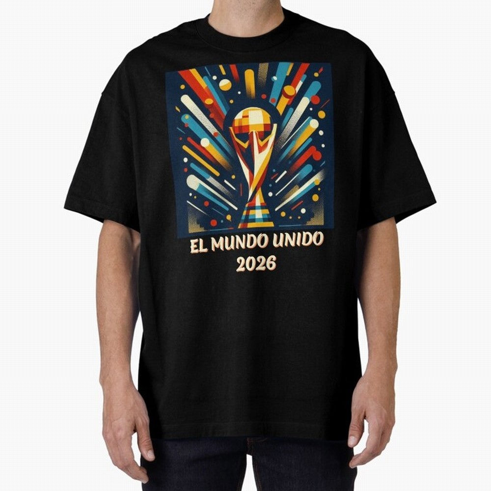 2026 World Cup The United World - Modern Geometric Art Oversized T-Shirt Honor Football Greatness during FIFA World Cup 2026 USA Canada Mexico Made for Neymar, Haaland and Cristiano Ronaldo, Netherlands Energy, Tournament Hype, Historic Matchups,