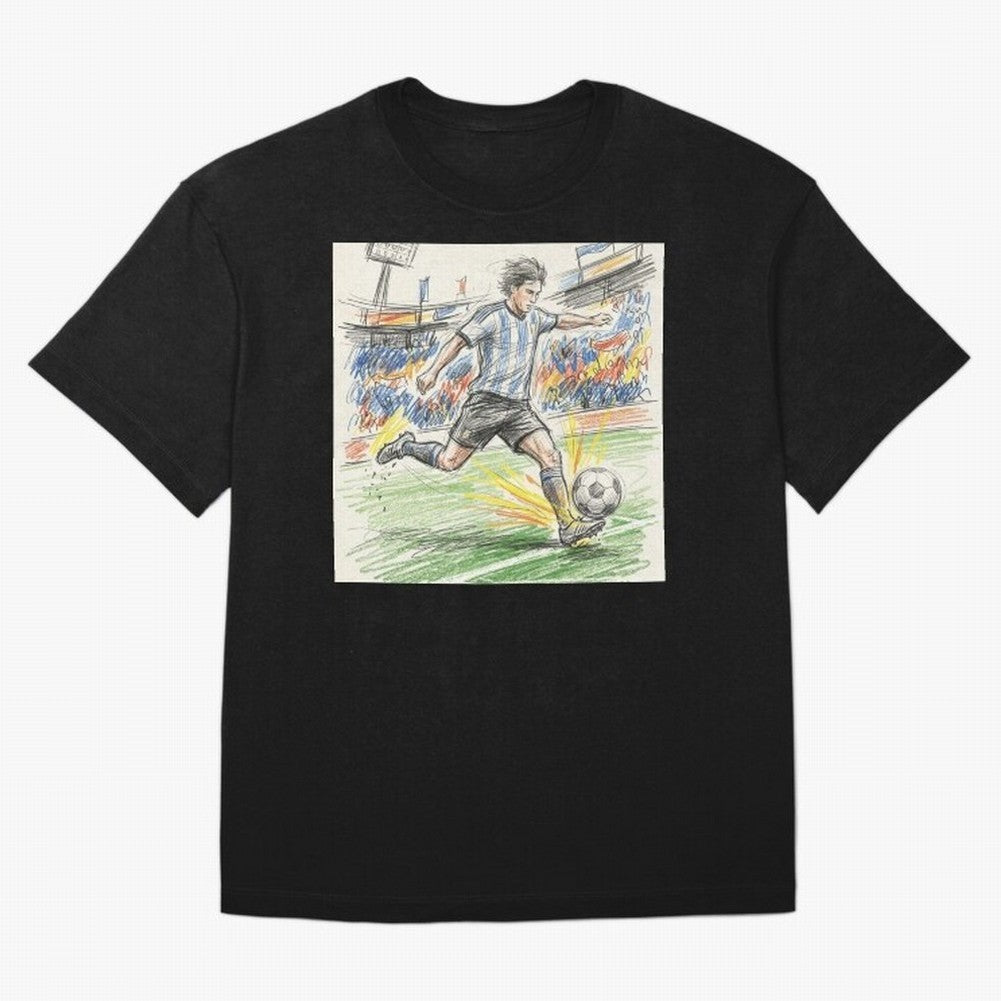 Dynamic Soccer Power Kick - Blue & White Jersey Style Oversized T-Shirt Bring Supporter Culture to Match Day Hype around FIFA World Cup 2026 Group Stage, Cristiano Ronaldo, Brazil, Portugal and Argentina, Fan Favorite Moments, National Team