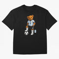 Argentina Soccer Bear World Cup Teddy Bear Oversized T-Shirt Support the FIFA World Cup 2026 Journey through Haaland Highlights, Argentina, France and Brazil Pride, Championship Spirit, Famous Goals, Roaring Crowds and International Football Unity;