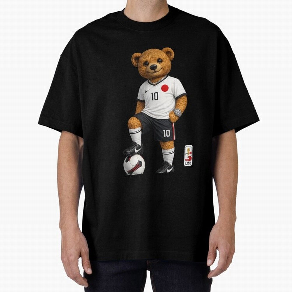 Japan Soccer Bear World Cup Teddy Bear Oversized T-Shirt Celebrate Classic Football Spirit in Match Day Hype around FIFA World Cup 2026, Neymar, Haaland and Cristiano Ronaldo, Brazil, Portugal and Argentina, Worldwide Fan Energy, Dramatic Goals,
