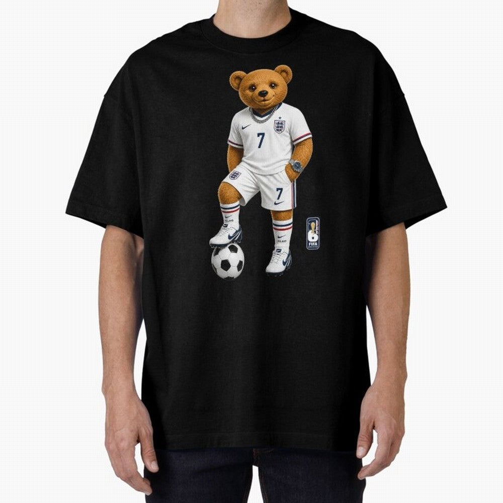 England Soccer Bear World Cup Teddy Bear Oversized T-Shirt Bring Champion Energy into FIFA World Cup 2026 USA Canada Mexico Driven by Messi, Neymar and Mbappe, Brazil Energy, Game Day Rituals, Football Legends, Country Pride and the Road to the