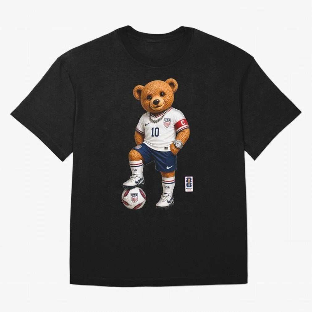 USA Soccer Bear World Cup 2026 Teddy Bear Oversized T-Shirt Celebrate Golden Goal Energy in FIFA World Cup 2026 USA Canada Mexico Made for Mbappe, Germany Energy, Stadium Memories, Football Loyalty, International Chants and Championship Tradition;