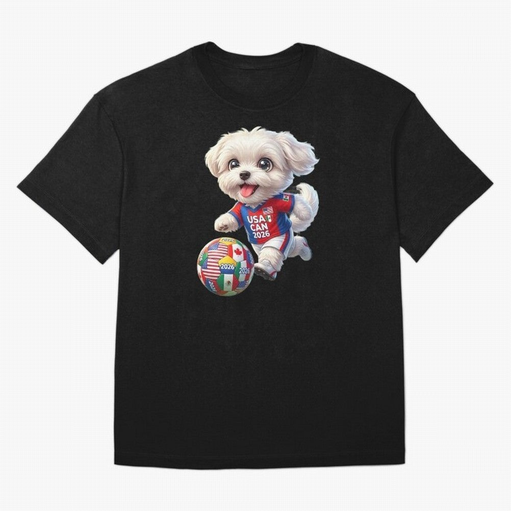 Cute Maltese Soccer Star - FIFA 2026 World Cup Edition Oversized T-Shirt Celebrate the Magic of FIFA World Cup 2026 USA Canada Mexico for Fans of Messi, Neymar and Mbappe and Argentina, Bringing Football Festival Excitement, Trophy Ambitions,