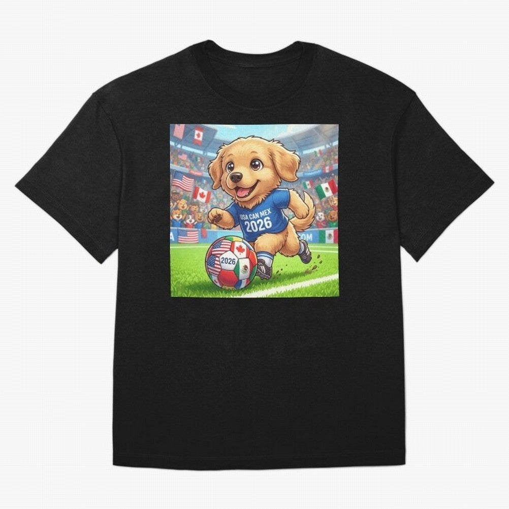 Golden Retriever Soccer Champ - World Cup 2026 Spirit Oversized T-Shirt Treasure FIFA World Cup 2026 USA Canada Mexico Spirit, Made for Spain, Haaland, Classic Soccer Heritage, Championship Pressure, Fan Loyalty and International Pride; Made for